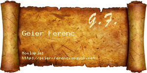 Geier Ferenc névjegykártya